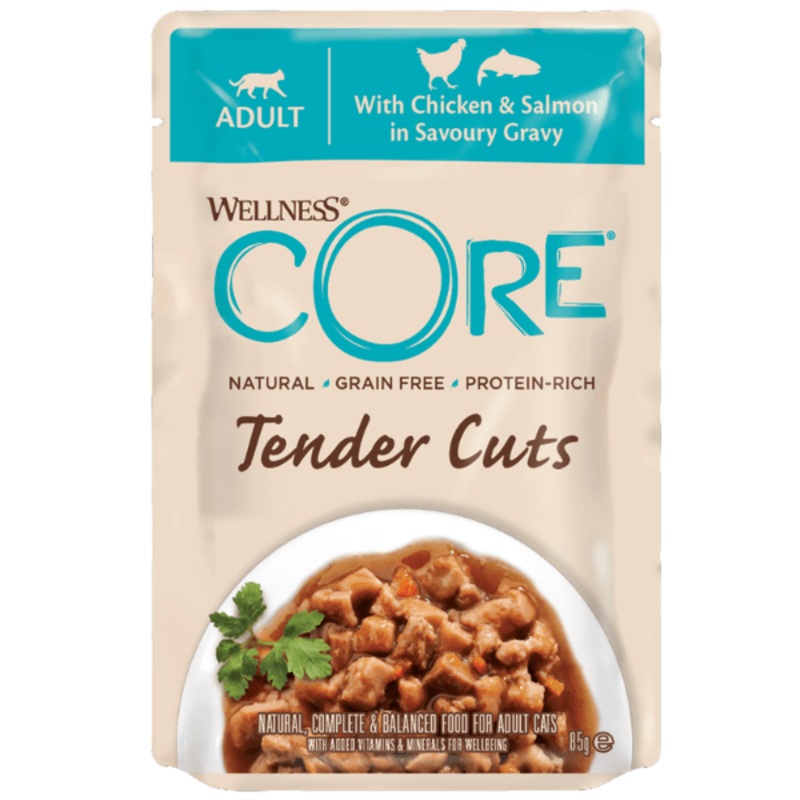 Wellness CORE Tender Cuts Chicken & Salmon in Savory Gravy 85g 1 Pouch