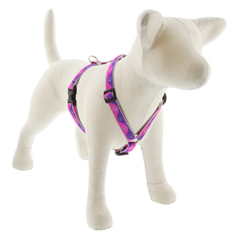 Lupine Reflective Roman Dog Harness 3/4″ Wide 12″-20″ Girth Pink Paws