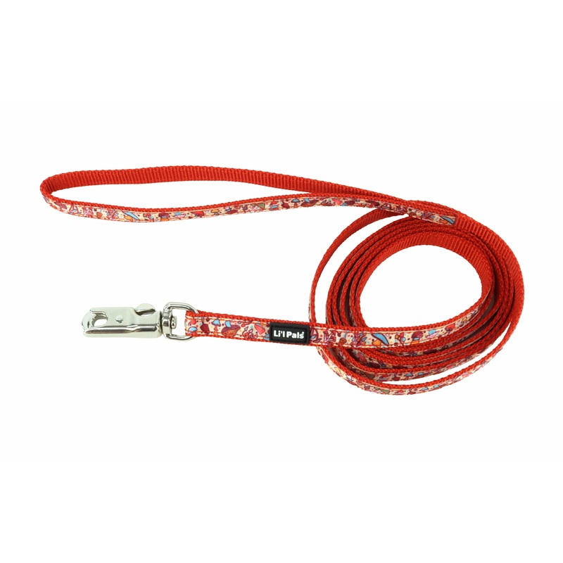 Coastal Pet Products Li’l Mushrooms Li’l Pals Charming Ribbon Overlay Dog Leash 3/8 in x 6 ft