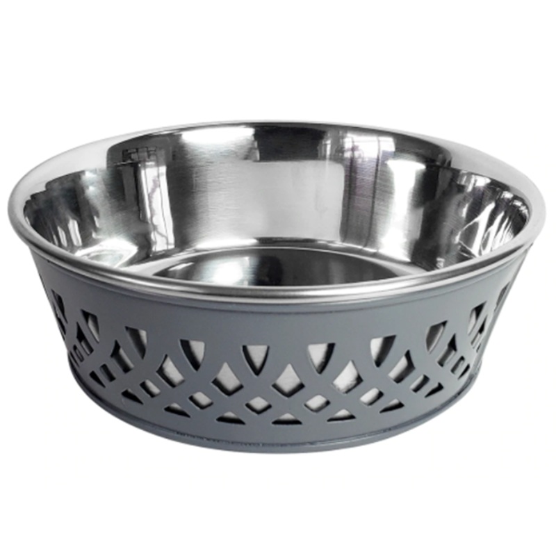 Country Bowl Stainless Steel Gray Pet Dish 16oz