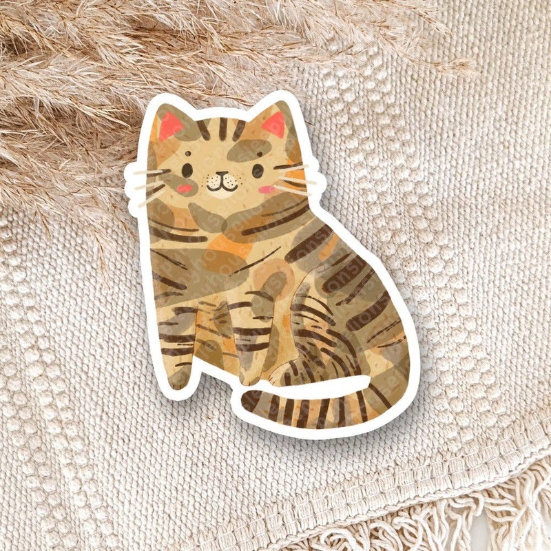 Cozy Kitty Dilute Torbie Tortie Tabby Cat Vinyl Sticker