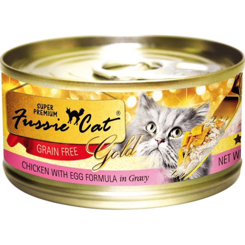 Fussie Cat Super Premium Grain Free Chicken with Egg in Gravy Canned Cat Food 2.82 oz