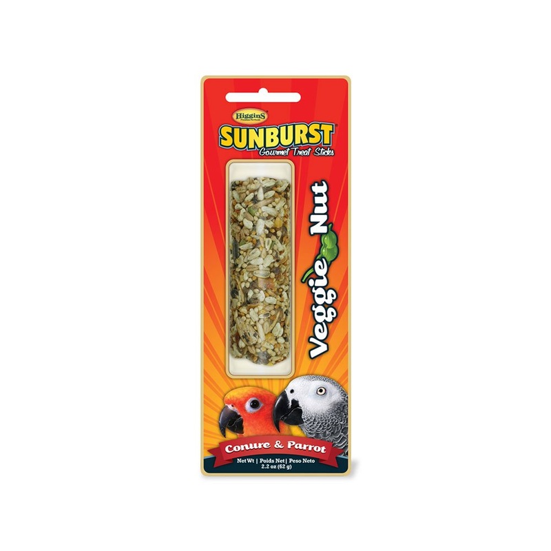 Higgins Sunburst Veggie Nut Gourmet Treat Sticks for Conures & Parrots 2.2 oz