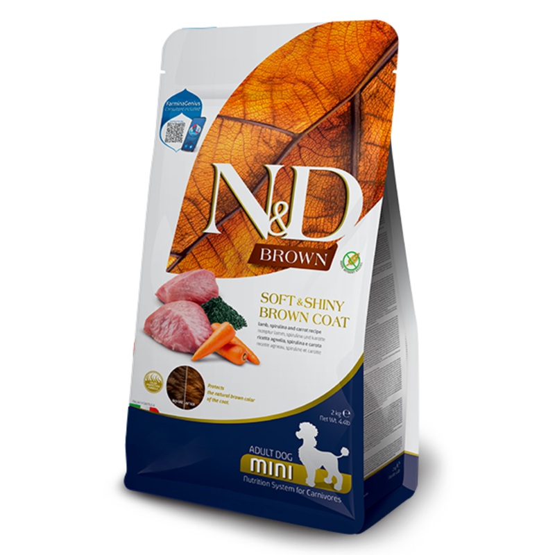 Farmina N&D Brown Adult Mini Lamb, Norwegian Kelp, And Carrot Recipe Dry Dog Food