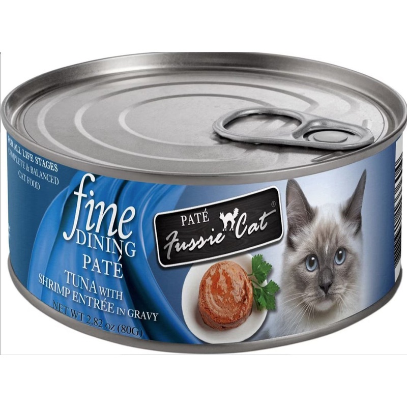 Fussie Cat Fine Dining Wet Cat Food – Tuna with Shrimp – 2.82oz Can