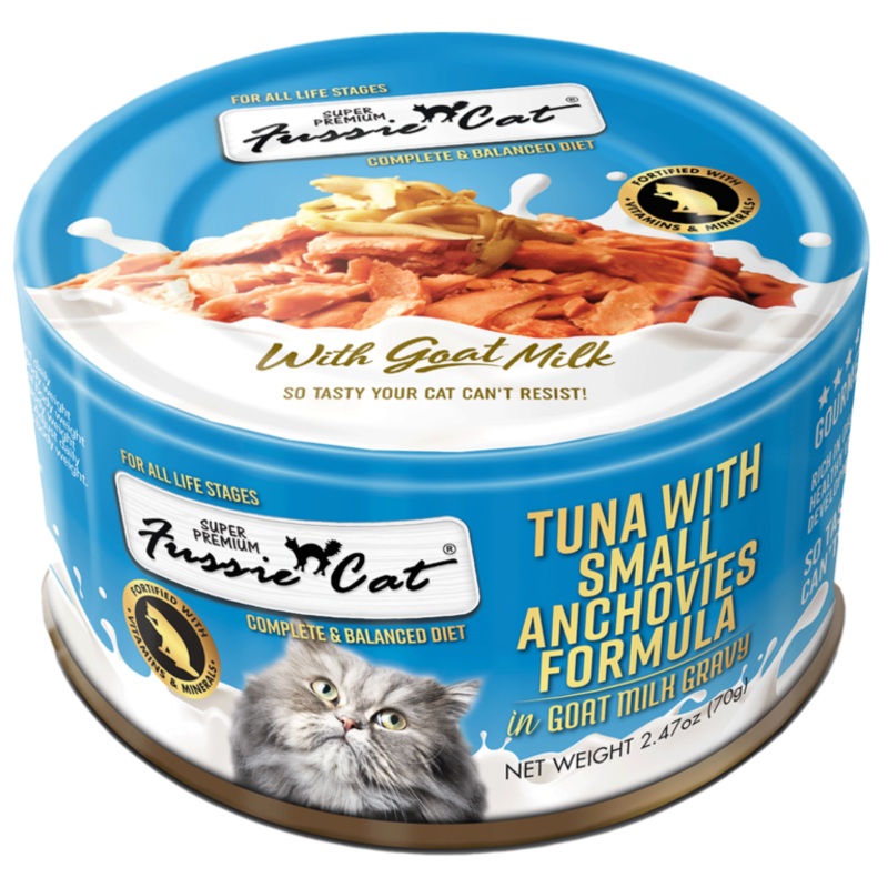 Fussie Cat Tuna with Small Anchovies Formula in Goat Milk Gravy 70g Single 70g