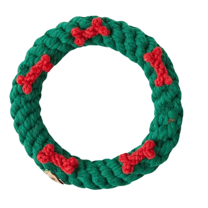 Jax & Bones Holiday Ring Rope Dog Toy 4″ Small