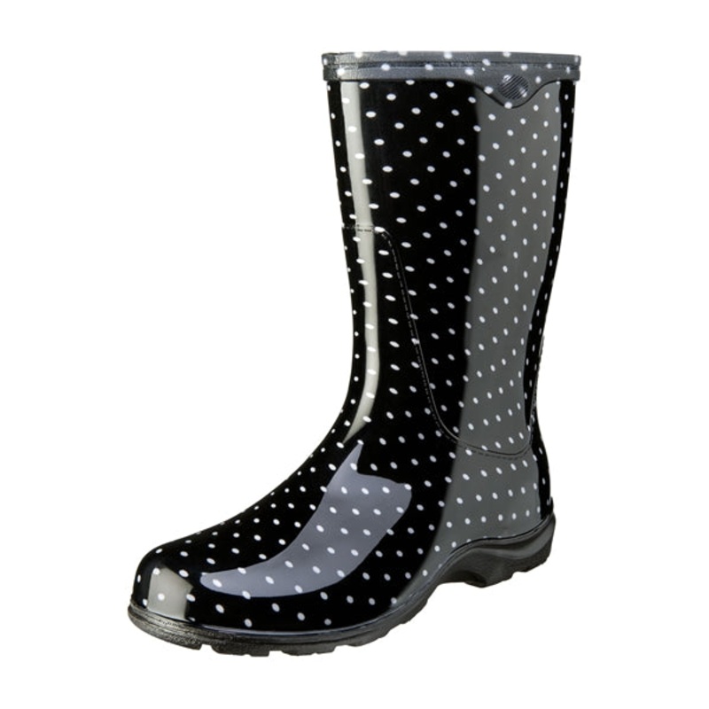 Sloggers Women’s Rain & Garden Boots Black/White Polka Dot Size 6