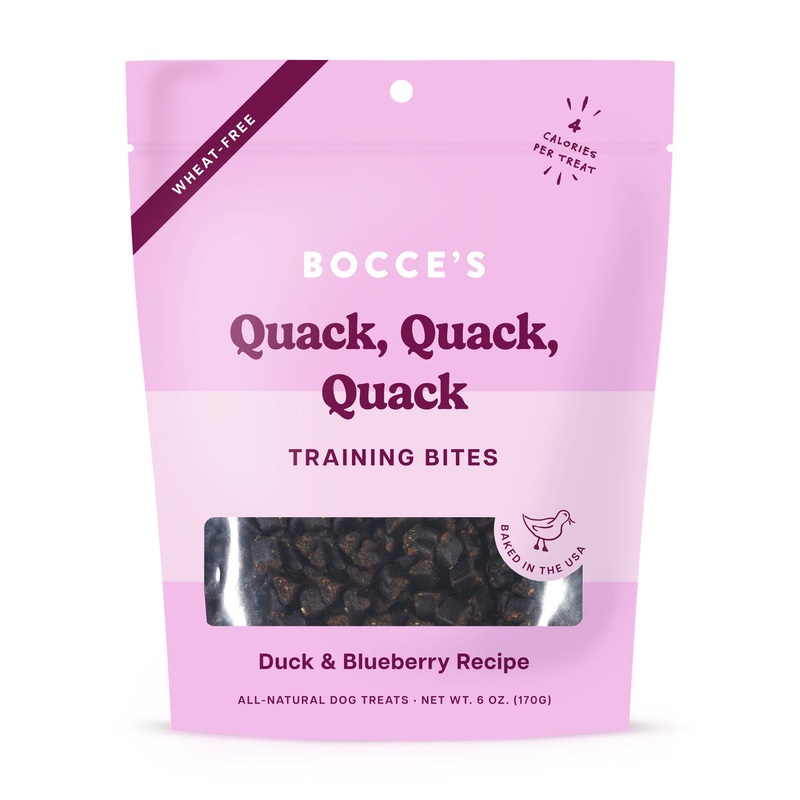 Bocce’s Bakery Quack, Quack, Quack Training Bites Dog Treats, Duck & Blueberry Recipe, 6oz