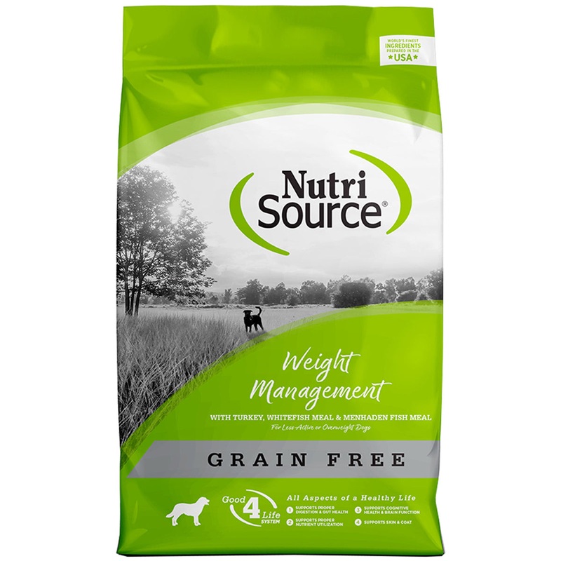 NutriSource Grain Free Weight Management Dry Dog Food – Turkey, Whitefish, & Menhaden Fish – 26lb Bag