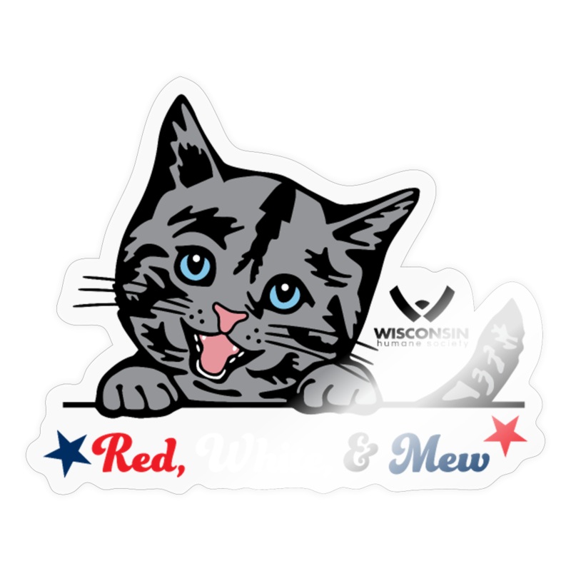 Red White & Mew Sticker 4 x 4″
